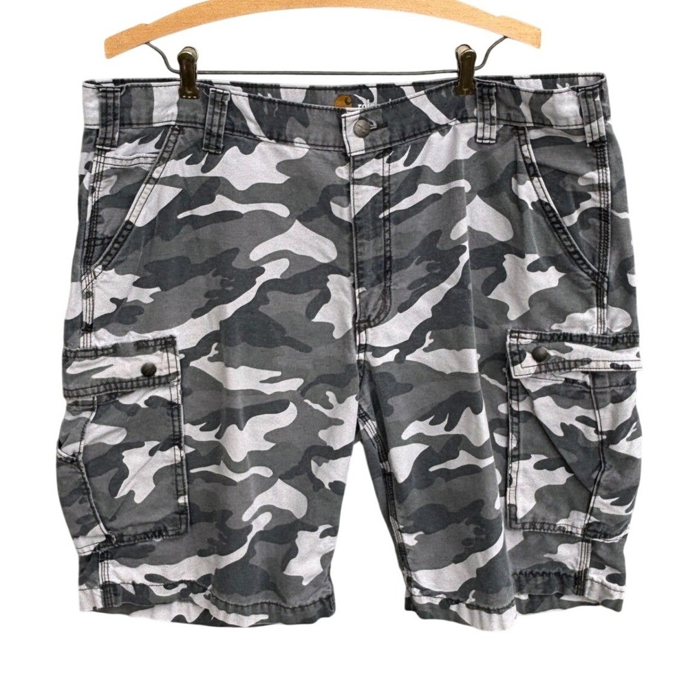 Carhartt Mens Relaxed Fit Grey Camo Cargo Shorts 100279 071 Size 40